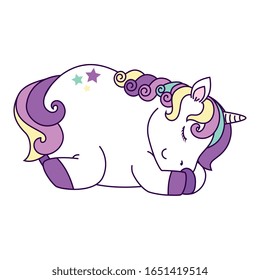 cute unicorn sleeping with stars decoration vector illustration design