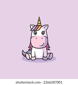 Cute unicorn smiling cartoon illustration