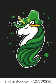 cute unicorn st patrick day leprechaun hat shamrock