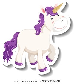 Cute unicorn standing pose on white background illustration