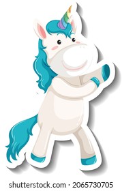 Cute unicorn standing pose on white background illustration