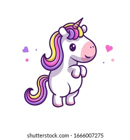 Cute Unicorn Standing Vector Icon Illustration  Unicorn Mascot Cartoon Character  Animal Icon Concept White Isolated  Flat Cartoon Style Suitable for Web Landing Page  Banner  Flyer  Sticker  Card