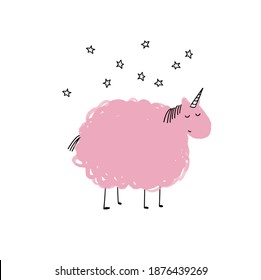 Cute unicorn with star. Design elements for Valentine's day.Vector illustration. Wallpaper, flyers, invitation, posters, brochure, banners.