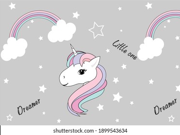 cute unicorn with stars creative