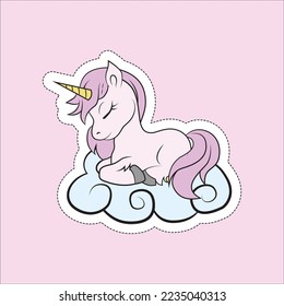 Cute Unicorn Sticker Vector illustration