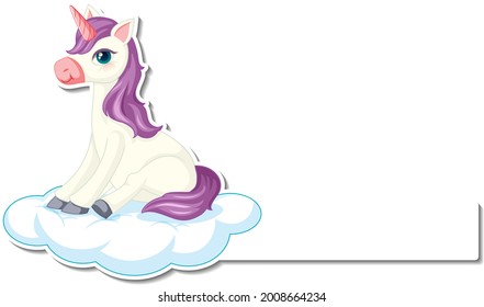 Cute unicorn stickers with blank banner template illustration