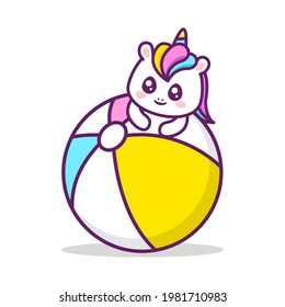 cute unicorn with summer items