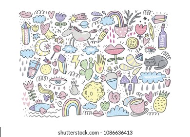 Cute unicorn super pattern. Magic, fairy tale magic