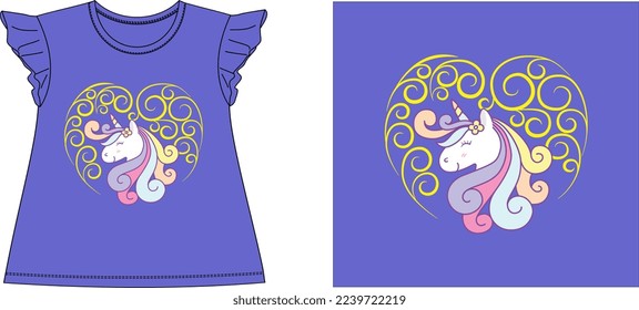 
cute unicorn t shirt graphic design vector illustration \