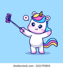 Ilustración De Icono De Vector De Caricatura Telefónica De Unicornio. Vector Premium Aislado De Icono De Tecnología Animal. Estilo de dibujo plano