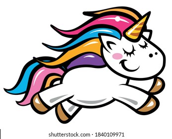 
Cute unicorn vector art graphic isolated on white background. Magical unicorn drawing.