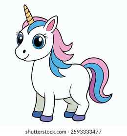cute unicorn vector art illustration 