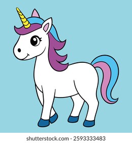 cute unicorn vector art illustration 