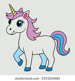 cute unicorn vector art illustration 
