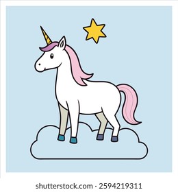 cute unicorn vector art illustration 