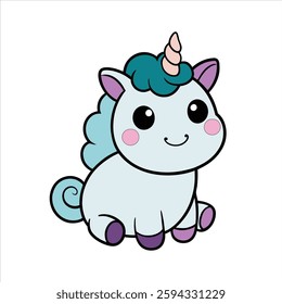 cute unicorn vector art illustration 
