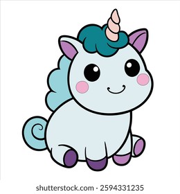 cute unicorn vector art illustration 