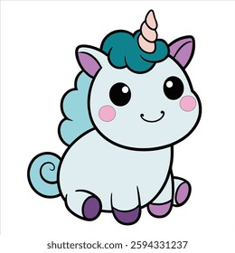 cute unicorn vector art illustration 
