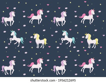 cute unicorn. vector background with unicorns 