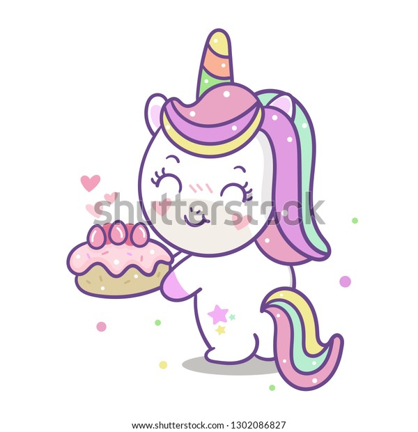 Cute Unicorn Vector Birthday Cartoon Pastel Stock Vector Royalty