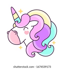 Cute unicorn .Vector cartoon character illustration.Design for child card,t-shirt.Girls,kid.magic concept.Isolated on white background.Cute unicorn horse