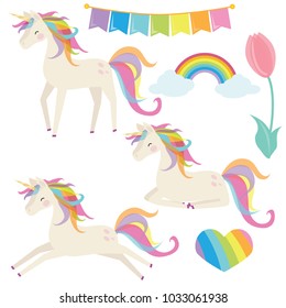 Cute unicorn vector cartoon illustration