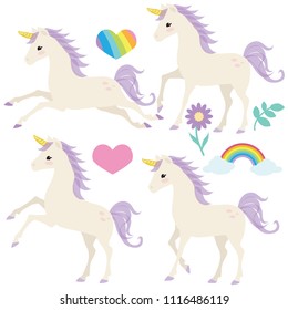 Cute unicorn vector cartoon illustration