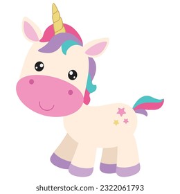 Cute unicorn vector cartoon illustration