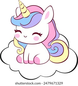 Cute unicorn. Vector flat illustration.