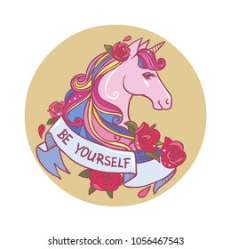 Cute unicorn. Vector hand drawn llustration