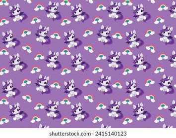 Cute unicornio, ilustración vectorial, para fondo y patrón de telas, repetir