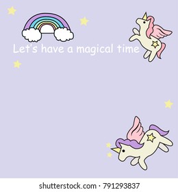 cute unicorn vector illustration card design for print 