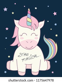 cute unicorn vector illustration for children design.