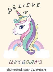 cute unicorn vector illustration for children design.