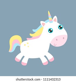 Cute unicorn vector illustration. Flat design.