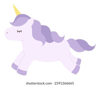 Cute unicorn vector illustration. Horse, horn, animal, dreamy