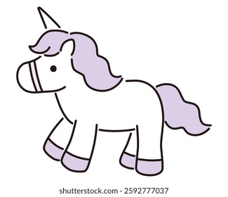 Cute unicorn vector illustration. Horse, Animal, Dreamy, Line