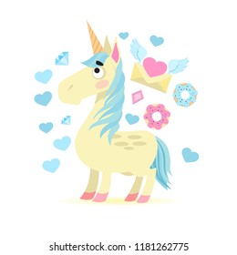 Cute unicorn. Vector illustration isolated on white background for posters, print on T-shirts and much more.