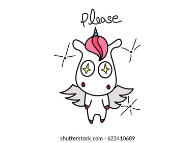 Cute Unicorn. Vector Illustration. Isolated on white background.