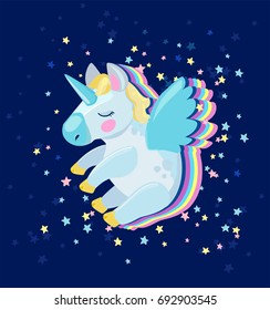 Cute Unicorn Vector Illustration, Pegas Vector, Trend Vector Illustration 