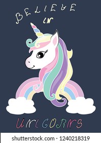 cute unicorn vector illustration for print design