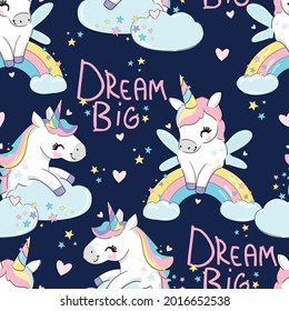 Ilustración de vectores de unicornio sin problemas Fondo de tendencia de patrón    