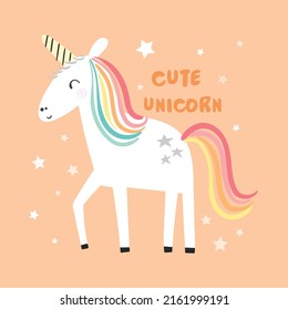 cute unicorn vector illustration and slogan