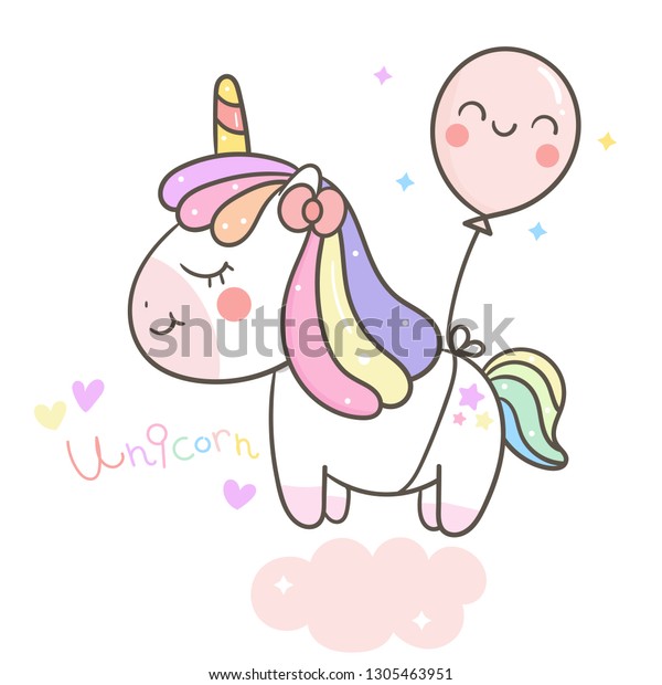 Cute Unicorn Vector Party Balloon Cartoon Stock Vector (Royalty Free ...