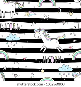 cute unicorn vector pattern