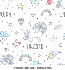 cute unicorn vector pattern