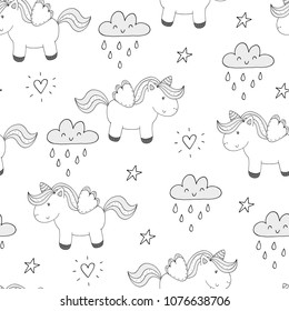 cute unicorn vector pattern