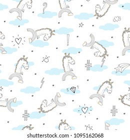 cute unicorn vector pattern