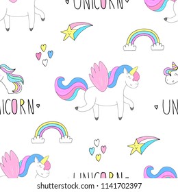 cute unicorn vector pattern