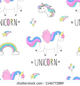 cute unicorn vector pattern